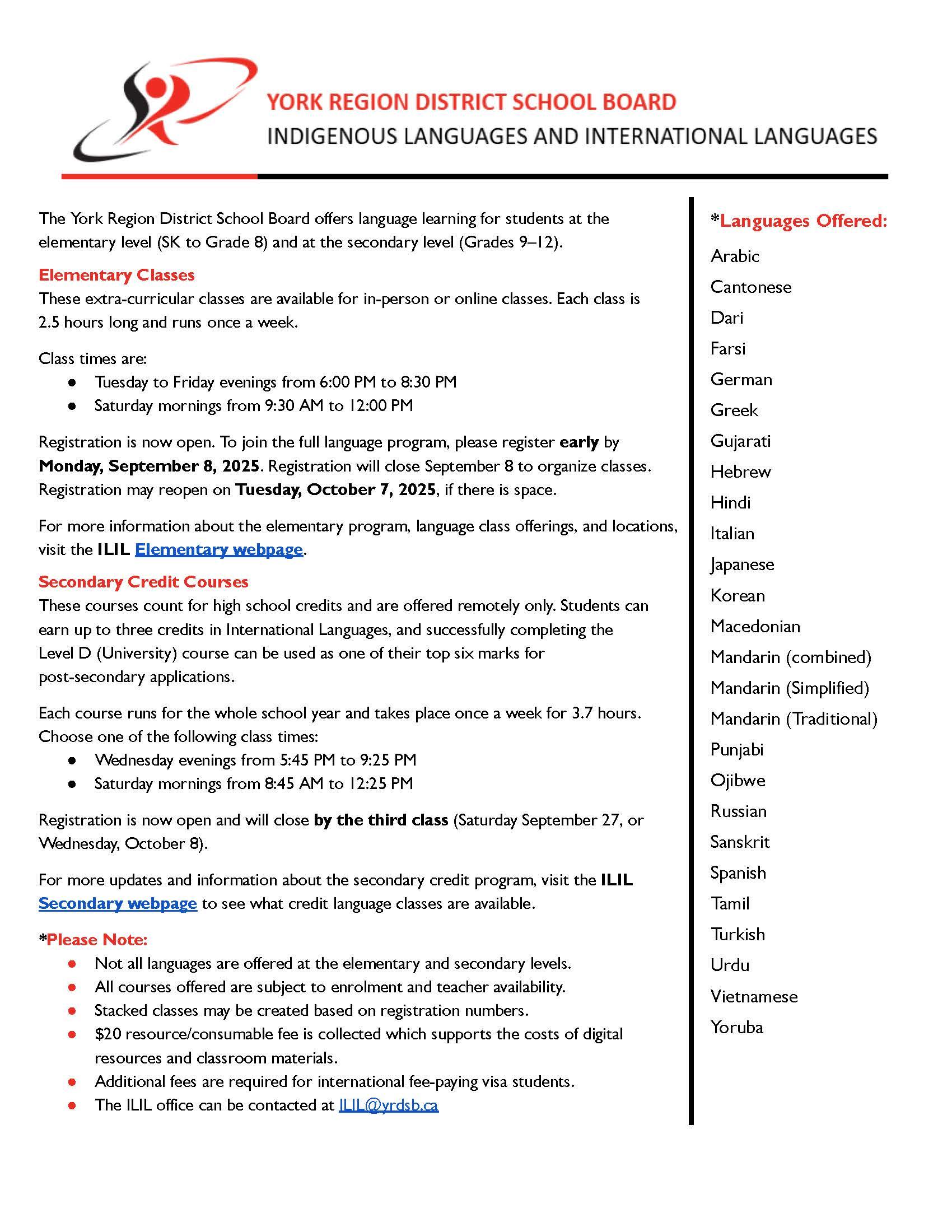 Indigenous Languages and International Languages 